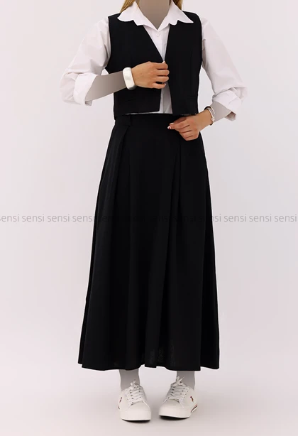 ست زنانه وست دامن لینن کد1006412