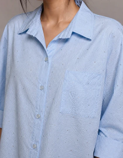 شومیز زنانه پفکی نگین‌دار