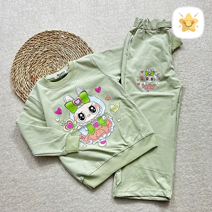 بلوز شلوار دخترانه بگ جنس پنبه عالی لبوبو برند DENIZ مناسب 4 تا 9 سال