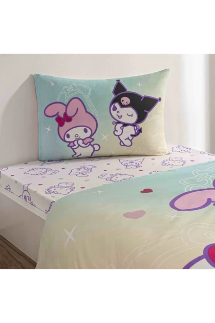 سرویس روتختی یک نفره Taç مدل Hello Kitty & Friends پنبه - چندرنگ