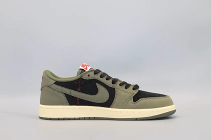 کتانی نایک جردن 1 لو تراویس اسکات بلک اولیو/ Nike Air Jordan 1 low Travis
