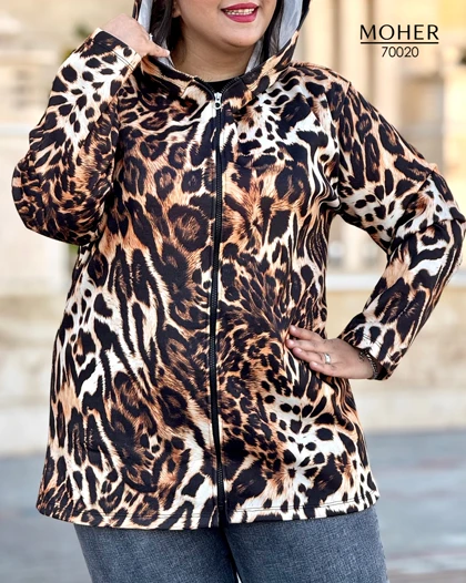 هودی کرکدار سایز بزرگ طرح پلنگی