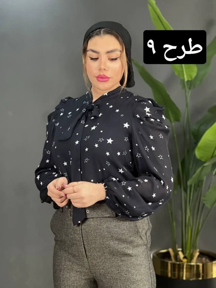 شومیز حریر آستین پف کد 1578