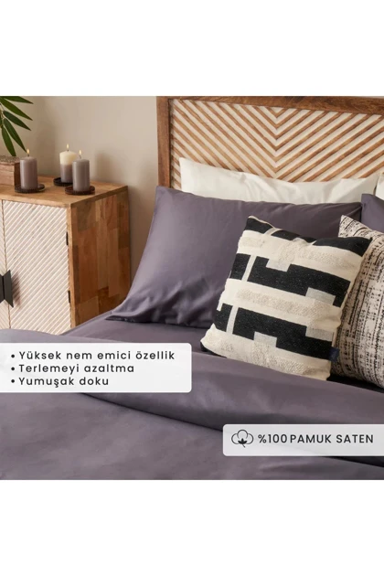 سرویس روتختی دو نفره Bella Maison مدل Supreme Basic ساتن - ذغالی