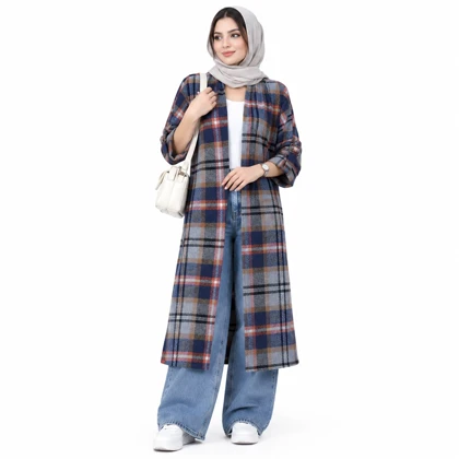 مانتو اسپرت چهارخونه پشمی پاییزه