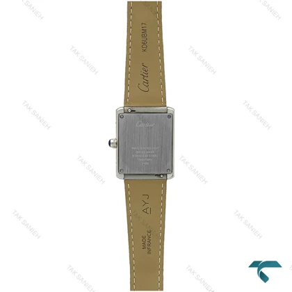 ساعت مچی کارتیر تانک زنانه استیل بند چرم طوسی Cartier-7215-L