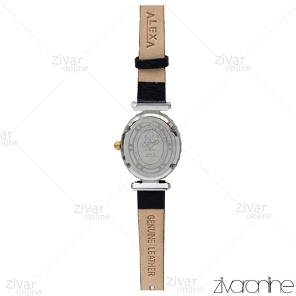 ساعت الکسا اسپشیال A2008 زنانه قاب دورنگ طلایی دور نگین بند چرمی 106220