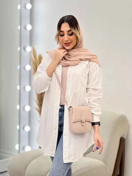 مانتو کتان دو جیب پرند