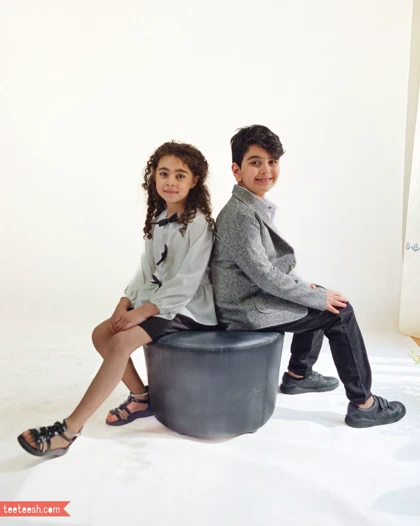 تونیک سفید ژاکارد با پاپیون مشکی