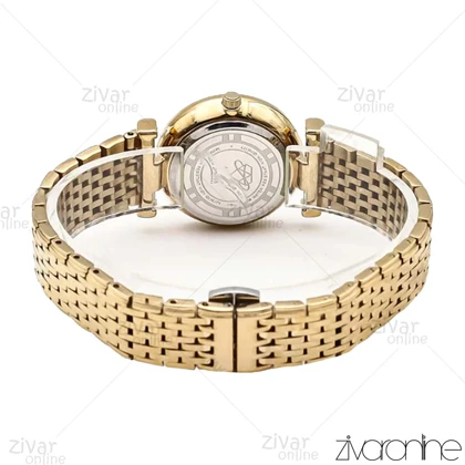 ساعت الکسا پریمیر 0105 زنانه طلایی صفحه مشکی دور نگین 106135