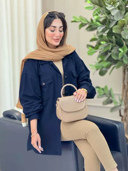 مانتو کتان دو جیب پاکتی شیلا