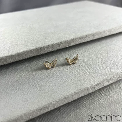 گوشواره زنانه مدل پروانه تمام نگین 20390