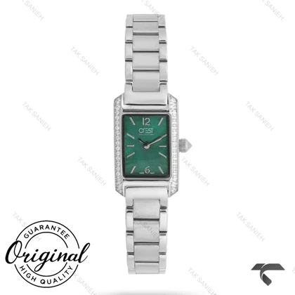 ساعت کرست زنانه مستطیلی مدل 9048-3 نقره ای سبز Crest-11254-L