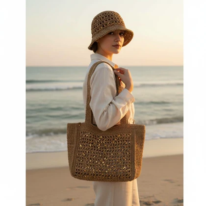 کیف و کلاه دست باف توری ،پولکی