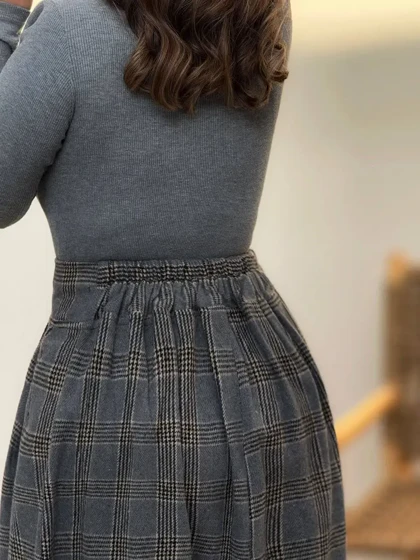 3761- دامن چهارخونه پاییزه