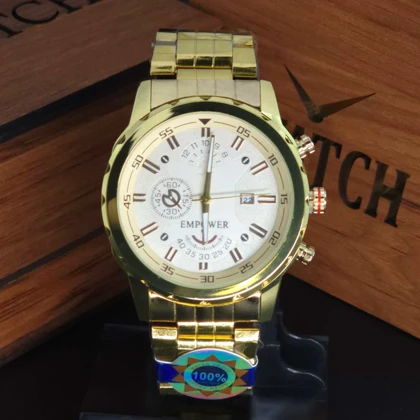 ساعت مچی مردانه تمام استیل امپاور – موتور کوارتز، عقربه شب‌نما، قفل چفتی دوحالته، قطر 46 میلیمتر