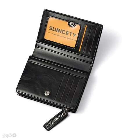 کیف پول و جاکارتی مردانه تاشو زیپ‌دار ضد سرقت Sunicety سانی ستی کد S3004