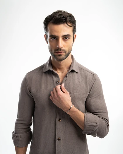 ام کی کالکشن پیراهن آستین بلند mk-23272-brown