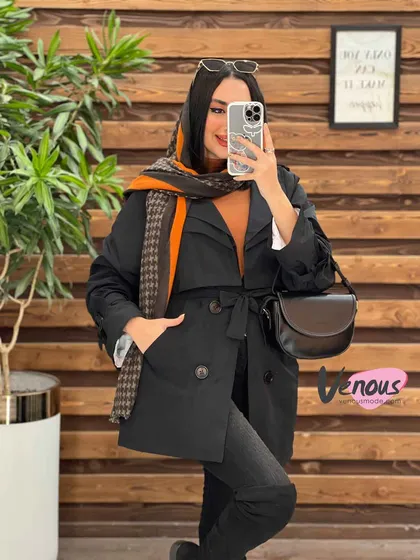 بارانی یقه دوبل داخل خز