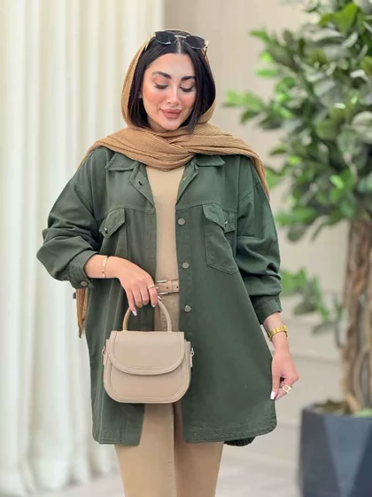 مانتو کتان دو جیب پاکتی شیلا