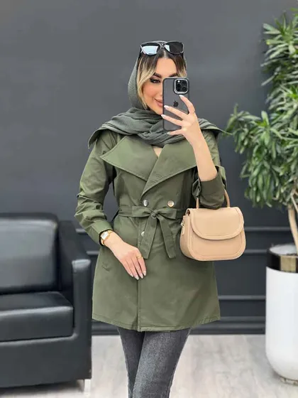 مانتو کمردار دو جیب