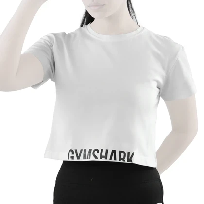 کراپ آستین کوتاه ورزشی زنانه جیم شارک مدل PB-4L1188 سفید