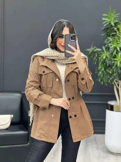 بارانی ده دکمه کمر کش