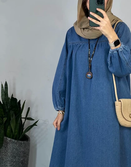 پیراهن مانتویی جین کاغذی 3