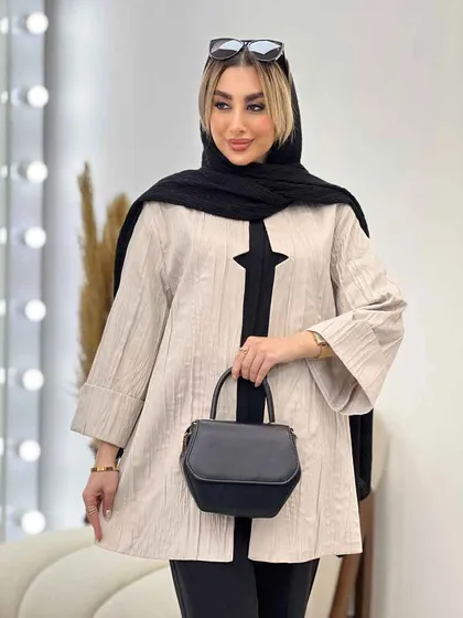 مانتو یقه چاک آستین پاکتی