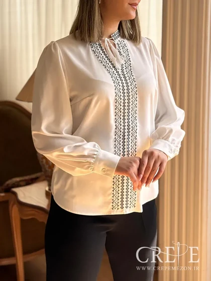 شومیز یقه سه سانت شماره دوزی