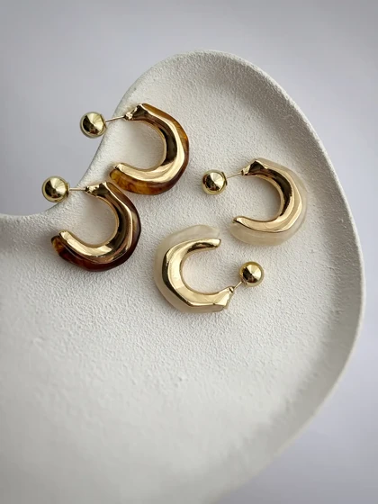 گوشواره رزینی نیم دایره پاییزی