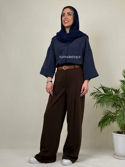 شلوار بگ کرپ زنانه دو دکمه