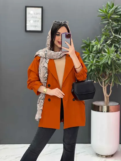 مانتو کتی چهاردکمه آستین کش
