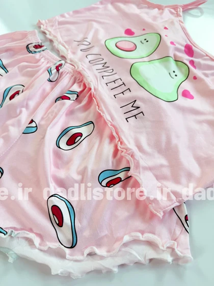 ست لباس خواب تاپ و شورتک نخ پنبه طرح آووکادو