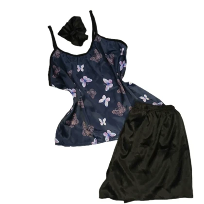 ست سه تیکه تاپ وشلوارک مدل پروانه