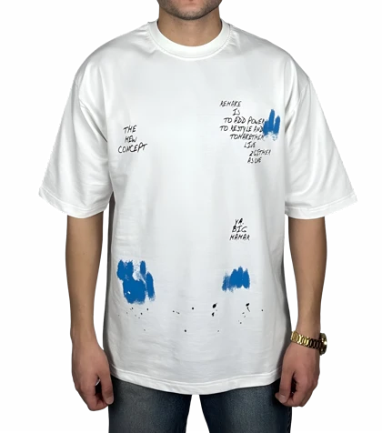 تیشرت آستین کوتاه مردانه سفید طرح دار گرافیکی