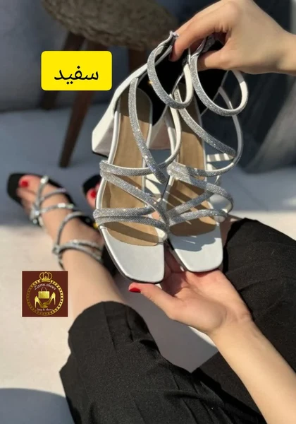 صندل نگینی مجلسی زنانه دور مچی نگین ساده