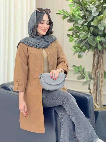 مانتو بغل سه دکمه جیب دوبل