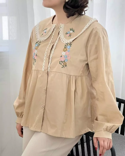 شومیز یقه ب ب گلدوزی کد 5638