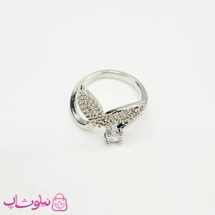انگشتر دخترانه مدل دم وال نگین‌دار فری سایز کد 98