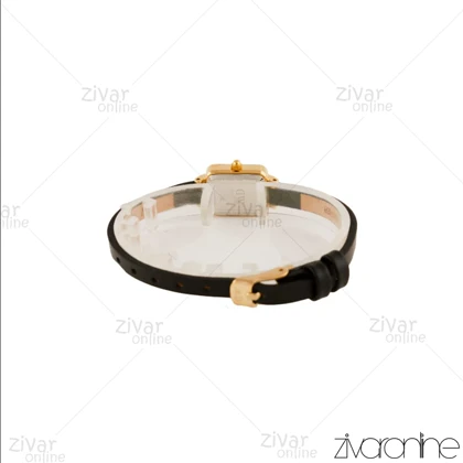 ساعت دنیل ولینگتون زنانه مستطیلی مینی قاب طلایی صفحه مشکی بند چرم 105805