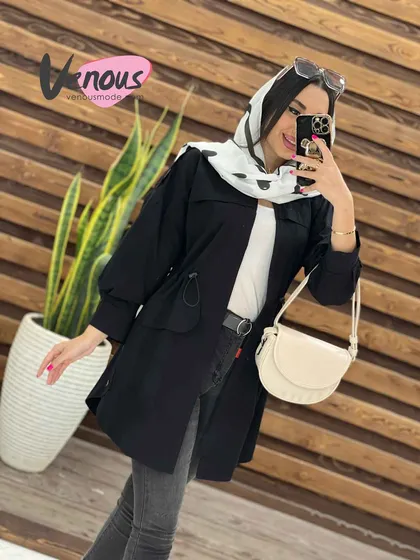 مانتو لینن ژیله دار سه دکمه