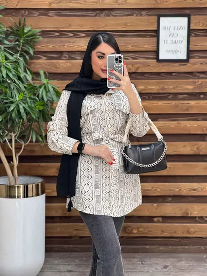 مانتو طرح دار کمردار