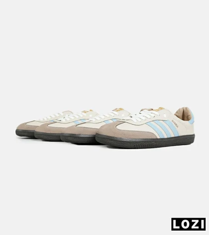 کفش کتانی مردانه و زنانه سامبا کرم آبی ADIDAS Samba مدل 7303