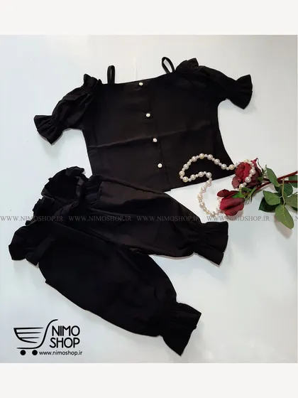 ست فشن (تاپ و شلوارک) دخترانه مشکی