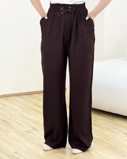 شلوار فول بگ بندی لینن اسلپ