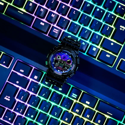 ساعت مچی مردانه کاسیو جی‌شاک (Casio G-Shock) مدل GA-100RGB-1ADR (طراحی گیمینگ و صفحه چندرنگ RGB)