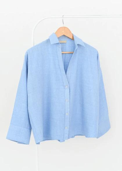 شومیز کوتاه سر آستین دکمه