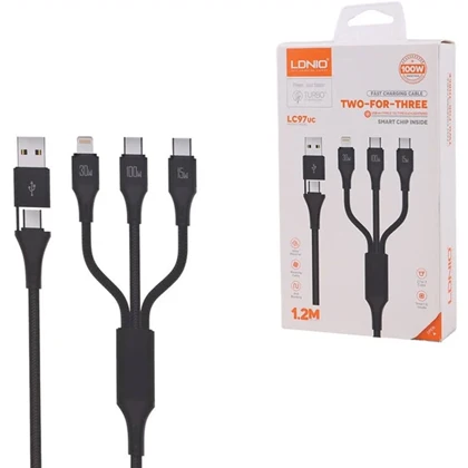 کابل چندسر 100 وات الدنیو Ldnio مدل LC97uc طول 120 سانتی‌متر