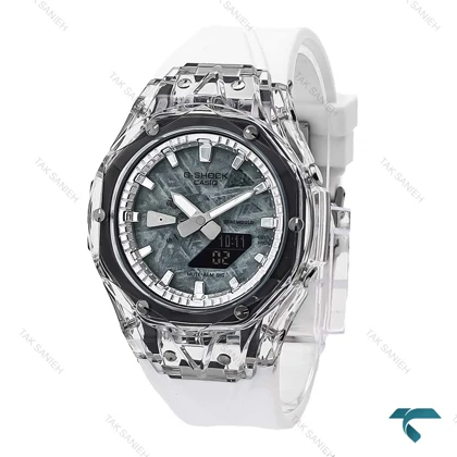 ساعت جیشاک GA-2100 شیشه ای سفید کهکشانی Casio-5893-G